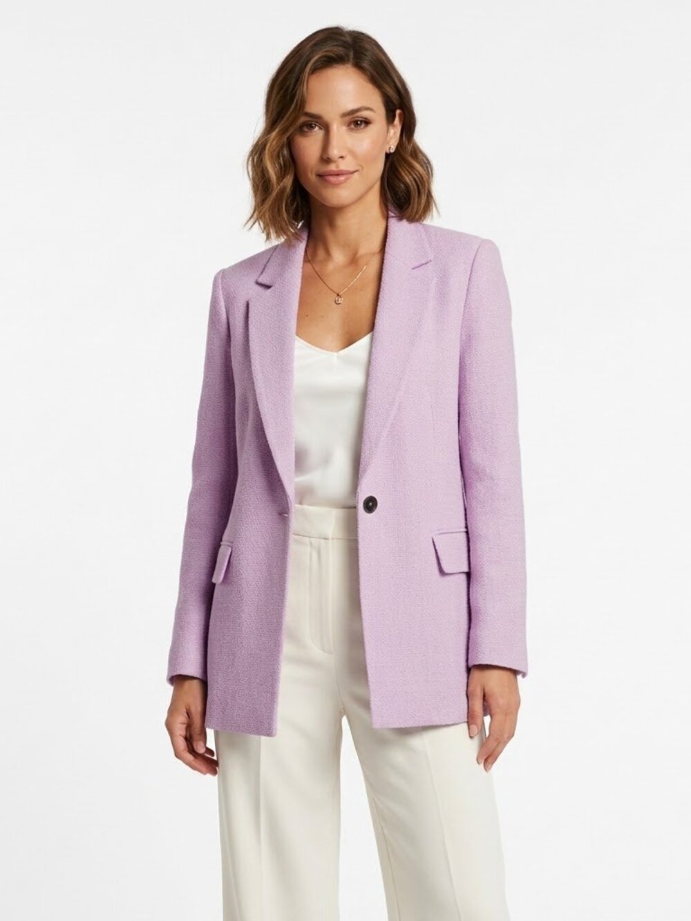 Zara Pastel Pink Single-Button Tailored Blazer